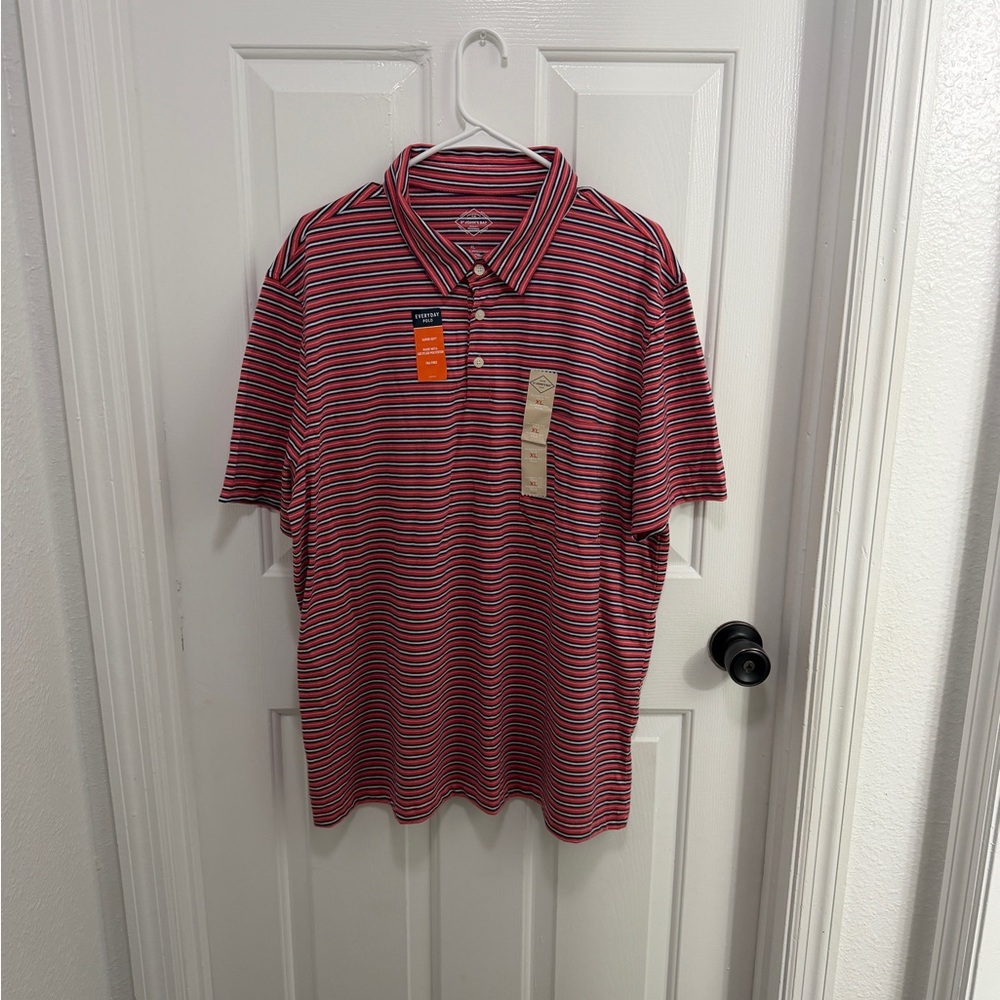 St. John's Bay Men's Polo Shirt - Red and Black Stripes